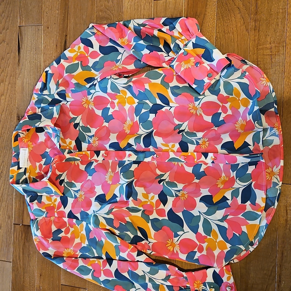 First - Love Floral Button-Up Blouse
